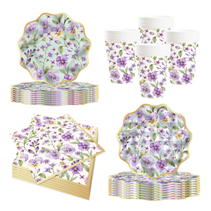 Assiettes et serviettes en papier florales DAMAI, fournitures de fête, vaisselle jetable pour mariage, anniversaire, baby shower, fête du thé - Product Image 5