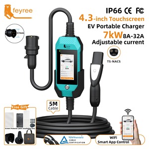 Cargador Portátil para Vehículos Eléctricos Feyree de 7kW NACS para Tesla 16A 32A, Monitor de Datos de Historial de Carga con Pantalla Táctil Inteligente y APP - Product Image 1