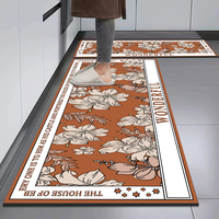 Tapis d'entrée antidérapant, absorbant l'eau, à motif floral, imprimé sur mesure, séchage rapide, lavable, en caoutchouc, ensemble de tapis de sol