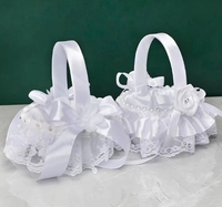 Fournisseurs de mariage paniers de fleurs pour enfants décorations de mariage avec paniers en dentelle de satin strass