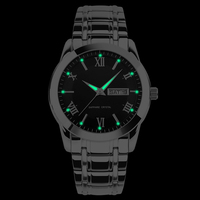Reloj de Pulsera de Acero Inoxidable con Movimiento de Cuarzo Simple para Hombre, Cristal de Vidrio, Resistente al Agua hasta 10 Bares, Correa Ajustable, Visualización de Día/ Fecha, Estilo Casual