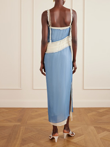 Vestido Maxi de Gasa con Estampado y Tirantes Finos, Diseño Casual y Transpirable - Product Image 3