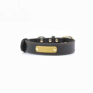 Collar de Cuero de Vaca Acolchado de Una Sola Capa con Placa de Identificación Grabable, Collar de Cuero de Grano Completo Ajustable para un Ajuste Personalizado - Product Image 2