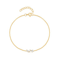 Bracelet élégant et simple avec pendentif en zircon, en argent sterling S925 plaqué or, pierres précieuses groupées, tendance, cadeau de fête pour femme