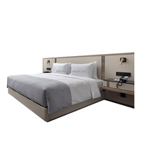 Lit d'hôtel standard 3 étoiles, prix de gros abordable, mobilier de chambre d'hôtel taille King Queen avec cadre de lit en tissu