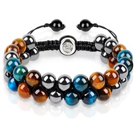 Oeil de tigre améthyste hématite Bracelet en pierre naturelle Double tissé à la main Bracelet en corde hommes et femmes cadeau bijoux