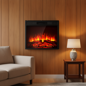 Insert de cheminée électrique mural de 23 pouces avec télécommande, flamme réglable, puissance de chauffage de 1500 W et minuterie - Product Image 2