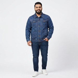 Chaqueta vaquera Oem de algodón de alta calidad para hombre pesado Negro Azul Marino bordado de gran tamaño con logotipo personalizado para mujer y hombre - Product Image 1