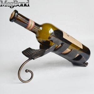 Porte-<span class=keywords><strong>bouteille</strong></span> à vin individuel en métal fin avec décor en feuille, support de table pour décoration - Product Image 4