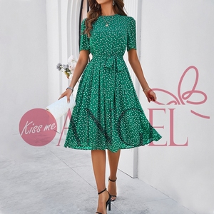 KISS ME ANGEL moda <span class=keywords><strong>estate</strong></span> nuovo stile casual a pois con stampa abito in chiffon girocollo a maniche corte - Product Image 4