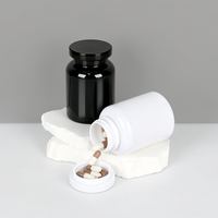 Flacon en plastique PET noir et blanc vide pour pilules, comprimés, capsules, emballage de compléments alimentaires et de vitamines avec couvercle à vis