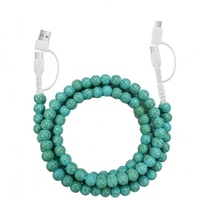 Câble de charge et de transfert de données USB-C à perles turquoise argentées, le plus vendu, pratique et rapide, en stock