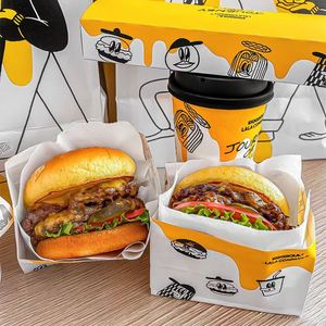 Sac en papier kraft brun biodégradable de qualité alimentaire à fond carré avec logo imprimé personnalisé pour les hamburgers et les frites - Product Image 6