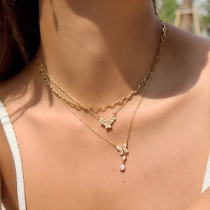 Collana a Y J&D Jewelry in Acciaio Inossidabile Placcato Oro 18K con Farfalla, Cuore e Zirconia Cubica Taglio a Pera, Gioielli Delicati Stile Dolce - Product Image 2