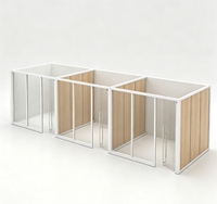 Cloison de bureau démontable reconditionnée (Mur solide + Mur en verre) – Système de cloisonnement de bureau économique et réutilisable en bois
