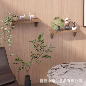 Wooden <b>Wall</b> <b>Mounted</b> <b>Shelf</b> With Wave Pattern Single Layer Display Rack For Living Room Storage - Product Image 4