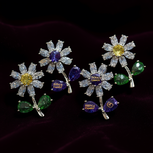 Pendientes de gota con flor de cristal Rubca Condi, plata 925, amatista, color morado, románticos, para uso diario, joyería para mujer - Product Image 2