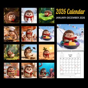 Calendrier <span class=keywords><strong>de</strong></span> bureau et mural personnalisé OEM ODM avec logo hérisson 2027, reliure spirale, image <span class=keywords><strong>de</strong></span> dessin animé en couleur, faible MOQ, cadeau promotionnel - Product Image 2