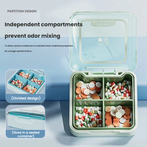 Boîte de rangement portable pour pilules, 4 compartiments, <span class=keywords><strong>en</strong></span> plastique PP, avec séparateurs, étanche à la poussière et à l'humidité, pour médicaments - Product Image 3