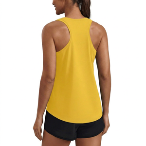 Camiseta sin mangas de punto amarilla lisa para mujer al por mayor, transpirable, sin mangas, informal, fabricación bajo demanda - Product Image 1