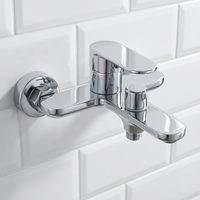 Robinet de baignoire mural moderne en laiton, finition chrome poli, mitigeur monocommande eau chaude et froide pour hôtel et villa