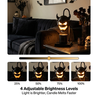 Lampe chauffe-cire sans flamme, motif visage de démon d'Halloween, sans danger pour les enfants et les animaux, avec minuterie 2-8h, veilleuse décorative