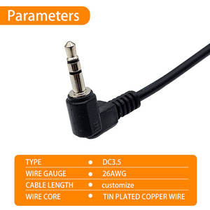 Universal Custom Automotive DC3.5 26AWG Degree R Elbow Dc Manufacturers Wire Harness <b>for</b> <b>Microphone</b> Speaker Monitor - Product Image 4