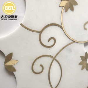 Trắng <span class=keywords><strong>Mable</strong></span> mix Brass bằng tia nước hoa mẫu khảm cho phòng tắm và nhà bếp tường gạch - Product Image 4