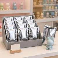 Pochette opaque métallisée à fond plat, thermoscellable, anti-lumière, pour présentation sur comptoir de vente au détail