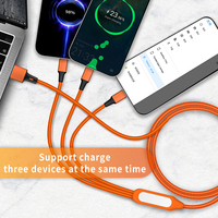 2025 tendance 3-en-1 type-c câble de charge Usb chargeur de téléphone tressé en nylon avec veilleuse LED pour téléphone portable