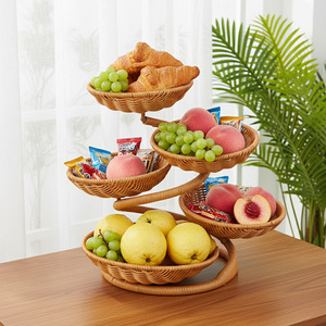 Panier en rotin tressé à la main multi-niveaux pour <span class=keywords><strong>fruits</strong></span>, idéal pour restaurants et usage domestique, plateau à <span class=keywords><strong>fruits</strong></span> secs, snacks et pâtisseries - Product Image 4