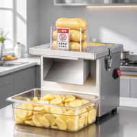 Commerciële 5-in-1 zware aardappel snijmachine, multifunctionele groentesnijder, desktop groente-wolf-tand-snijder voor de keuken