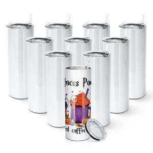 Sublimation Tumblers Blank 20 OZ Straight Skinny Tumbler with Straw Stainless Steel Double Layer Insulated Mug Travel Tumblers - Product Image 1