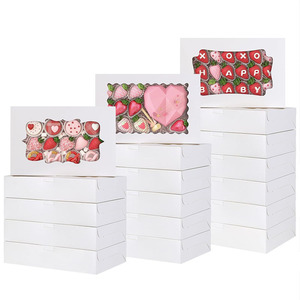 Fabrika Doğrudan Tedarik 12X8X2.5 inç Gıda Sınıfı Sınır Ötesi Nokta Kutu Kek Tatlı Ambalajı Pencereli Kutu Beyaz Karton Kutu - Product Image 5