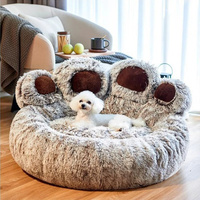 Cama para Perros de Felpa Suave con Forma de Pata de Oso, Cálida para Invierno, Nido para Gatos, Colchoneta para Dormir para Mascotas en Todas las Estaciones, Sofá Cama para Perros y Gatos Medianos y Grandes