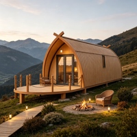 Casa Contenedor Prefabricada de Forma Curva, Casa Móvil Modular para Campamentos Glamping Panorámicos, Vacaciones Turísticas al Aire Libre