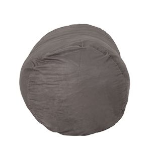 DB Michael 4 Foot European Style Charcoal Cylindrical Suede <b>Bean</b> <b>Bag</b> Upholstered with Fabric and <b>Filled</b> with Shredded Foam - Product Image 5