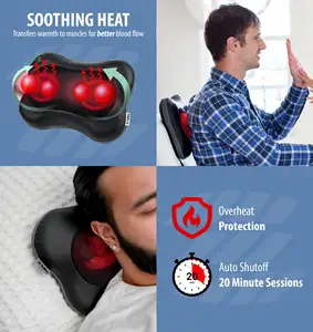 Top Trending Producten 2024 Oplaadbare Kneed Shiatsu Verwarming Nek En Taille Massage Kussen