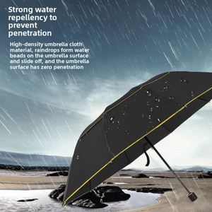 Parapluie manuel personnalisé avec logo – Parapluie promotionnel pliable coupe-vent à double couche, bords finis, cadeau publicitaire d'entreprise, 10 baleines en verre - Product Image 3
