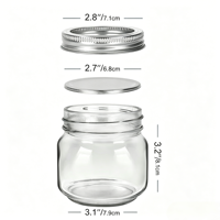 Pot Mason en fer blanc rustique et écologique de 8 oz avec couvercle en deux parties, logo personnalisé, pots en verre durables pour confiture, miel, aliments pour bébés, bougies