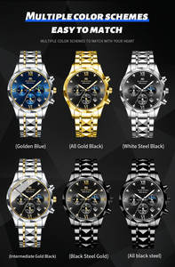 Reloj de cuarzo de negocios a la moda para hombre, reloj de hombre con calendario de tres ojos y seis Pines, correa de acero inoxidable, relojes para hombre - Product Image 6