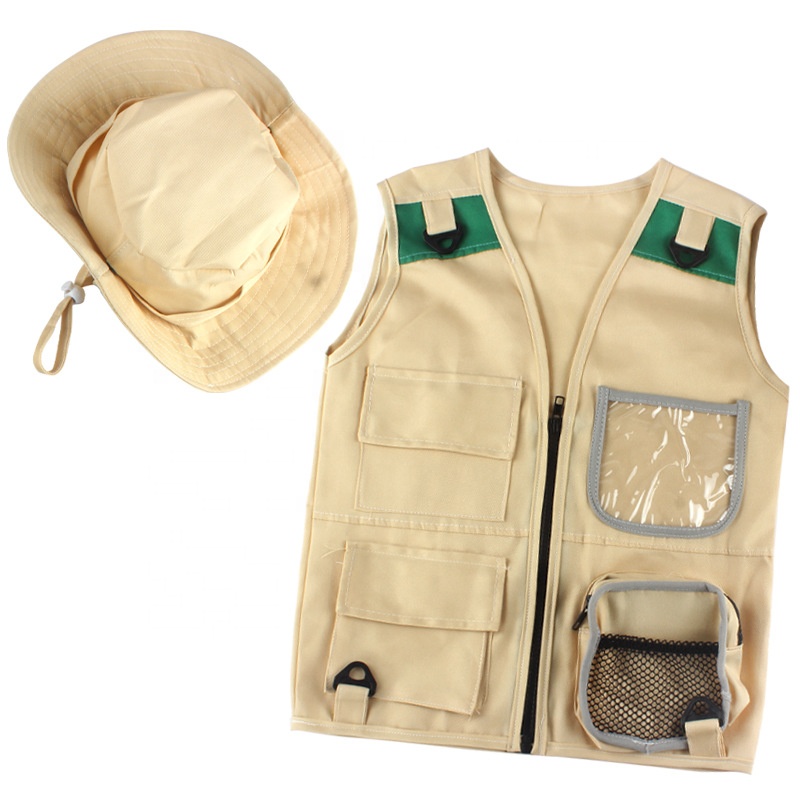 Disfraz De Explorador Infantil – Chaleco Y Gorro De Safari De Poliéster, Ideal Para Juegos De Rol Al Aire Libre, Camping Y Senderismo