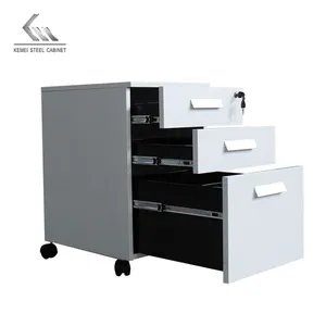 办公桌下带3个活动轮的可移动3抽屉工业储物柜钢制移动基座文件柜