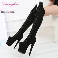 20cm mode occidentale dames talons printemps été automne hiver daim plate-forme pôle danse chaussures discothèque haut Tube genou haute