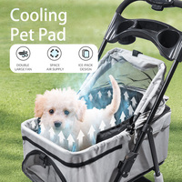 Anjuny Tapis rafraîchissant et lit-coussin pour animaux de compagnie, pour l'extérieur et l'été, avec ventilateur pour poussette, imperméable, amovible, lavable, et coussin lombaire pour siège
