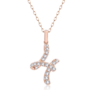 Recién llegado, joyería fina, Serie de alfabeto Simple, collar de oro rosa de 18 quilates, collar con colgante de letra <span class=keywords><strong>H</strong></span> de diamante Natural Real para niñas - Product Image 1