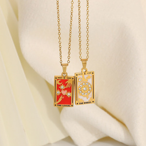 Collar con Colgante de Carta del Tarot Summly, Chapado en Oro, Joyería de Moda para Mujer, Cadena para Clavícula, Estilo Retro, Tendencias Individualistas - Product Image 4