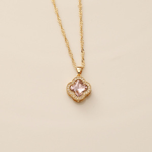 Yeni altın kaplama moda dört yapraklı yonca kolye <span class=keywords><strong>Metal</strong></span> kolye kolye zincir yaka bayanlar takı takı hediyeler - Product Image 5
