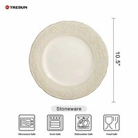 Assiette de service en grès beige de luxe, prix usine, pour cuisine, hôtel, restaurant, traiteur, avec motif en relief