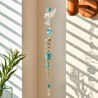 En gros Attrape-soleil en cristal colibri en spirale, carillon éolien et ornement suspendu pour la décoration de fenêtre et de jardin